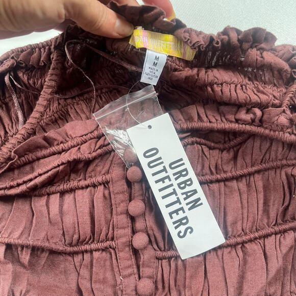 Urban Outfitters Ruch Button Crop Tank Womens Top Sz Med Chocolate Boho Layer - Picture 9 of 12